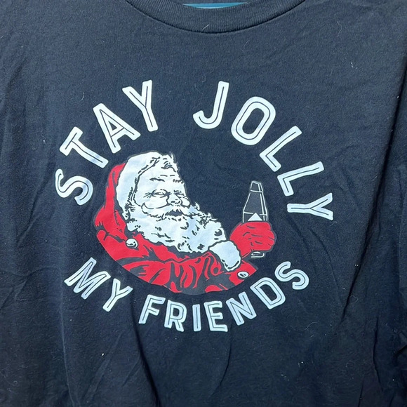 Holiday Time t-shirt Adult XL Christmas short sleeve Santa stay jolly my friends - Picture 2 of 4